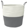 Gray and white cotton storage basket Ø43x38 cm by , Baskets - Ref: Foro24-358485, Price: 21,97 €, Discount: %