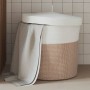 Brown and white cotton storage basket with lid Ø40x35 cm by , Baskets - Ref: Foro24-358500, Price: 40,73 €, Discount: %