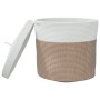 Cesta de almacenaje con tapa algodón marrón y blanco Ø40x35 cm de , Cestas - Ref: Foro24-358500, Precio: 40,73 €, Descuento: %