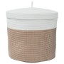 Cesta de almacenaje con tapa algodón marrón y blanco Ø40x35 cm de , Cestas - Ref: Foro24-358500, Precio: 40,73 €, Descuento: %