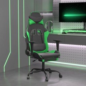 Gaming chair with massage and footrest in black green synthetic leather by , Gaming chairs - Ref: Foro24-345414, Price: 112,6...