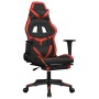 Silla gaming de masaje y reposapiés cuero sintético negro rojo de , Sillones para videojuegos - Ref: Foro24-345435, Precio: 1...