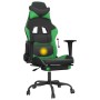 Gaming chair with massage and footrest in black green synthetic leather by , Gaming chairs - Ref: Foro24-345414, Price: 112,5...