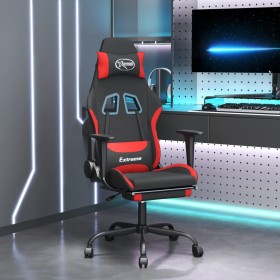 Massage-Gaming-Stuhl mit Fußstütze aus schwarzem und rotem Stoff von , Gaming-Stühle - Ref: Foro24-345489, Preis: 138,99 €, R...