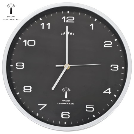 Reloj de pared radiocontrol movimiento de cuarzo 31 cm negro de vidaXL, Relojes de pared - Ref: Foro24-50618, Precio: 27,77 €...