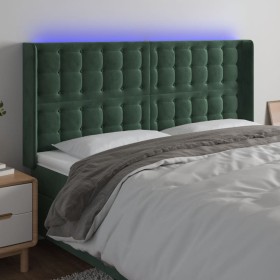 Dark green velvet LED headboard 163x16x118/128 cm by , Headboards and footboards - Ref: Foro24-3124539, Price: 139,99 €, Disc...