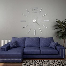 Reloj de pared 3D con diseño moderno 100 cm XXL plateado de vidaXL, Relojes de pared - Ref: Foro24-50637, Precio: 17,96 €, De...