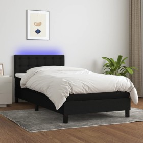 Boxspringbettmatratze und LED-Leuchten aus schwarzem Stoff 80x200 cm von , Betten und Lattenroste - Ref: Foro24-3133431, Prei...