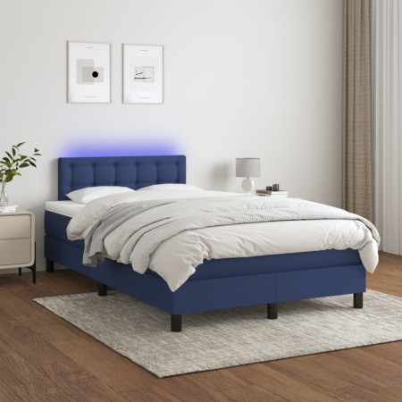 Boxspringbett mit Matratze und LED-blauem Stoff 120x200 cm von , Betten und Lattenroste - Ref: Foro24-3133467, Preis: 398,74 ...