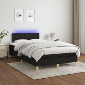 Cama box spring con colchón LED tela negro 120x200 cm de , Camas y somieres - Ref: Foro24-3134023, Precio: 384,28 €, Descuent...