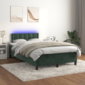 Box spring bed with mattress and LED dark green velvet 120x200cm by , Beds and slatted bases - Ref: Foro24-3134636, Price: 37...