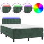 Cama box spring colchón y LED terciopelo verde oscuro 120x200cm de , Camas y somieres - Ref: Foro24-3134636, Precio: 399,81 €...