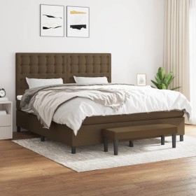 Cama box spring con colchón tela marrón oscuro 160x200 cm de , Camas y somieres - Ref: Foro24-3136928, Precio: 621,17 €, Desc...