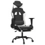 Gaming chair with footrest black white synthetic leather by , Gaming chairs - Ref: Foro24-3143658, Price: 138,19 €, Discount: %