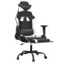 Silla gaming con reposapiés cuero sintético negro blanco de , Sillones para videojuegos - Ref: Foro24-3143658, Precio: 137,99...