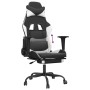 Silla gaming con reposapiés cuero sintético negro blanco de , Sillones para videojuegos - Ref: Foro24-3143658, Precio: 137,99...