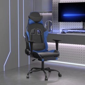 Silla gaming con reposapiés cuero sintético negro azul de , Sillones para videojuegos - Ref: Foro24-3143653, Precio: 112,69 €...