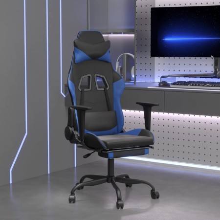 Gaming chair with footrest black blue synthetic leather by , Gaming chairs - Ref: Foro24-3143653, Price: 112,53 €, Discount: %