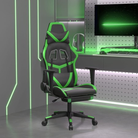 Silla gaming con reposapiés cuero sintético negro verde de , Sillones para videojuegos - Ref: Foro24-3143679, Precio: 139,89 ...