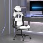 Silla gaming masaje y reposapiés cuero sintético negro blanco de , Sillones para videojuegos - Ref: Foro24-345421, Precio: 13...