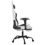 Silla gaming masaje y reposapiés cuero sintético negro blanco de , Sillones para videojuegos - Ref: Foro24-345421, Precio: 13...