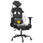 Gaming chair with massage and footrest synthetic leather black white by , Gaming chairs - Ref: Foro24-345416, Price: 137,99 €...