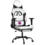 Silla gaming masaje y reposapiés cuero sintético negro blanco de , Sillones para videojuegos - Ref: Foro24-345421, Precio: 13...