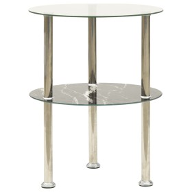 Side table 2 levels black transparent tempered glass 38cm by , Side tables - Ref: Foro24-322789, Price: 29,99 €, Discount: %