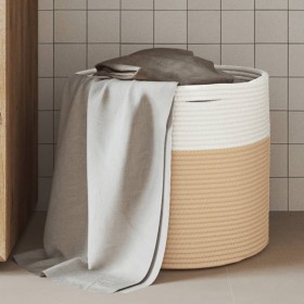 Beige-weißer Aufbewahrungskorb aus Baumwolle, Ø40x35 cm von , Körbe - Ref: Foro24-358467, Preis: 19,89 €, Rabatt: %