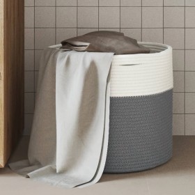 Gray and white cotton storage basket Ø40x35 cm by , Baskets - Ref: Foro24-358465, Price: 19,99 €, Discount: %