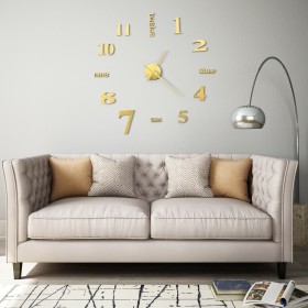 Reloj 3D de pared con diseño moderno 100 cm XXL dorado de vidaXL, Relojes de pared - Ref: Foro24-50638, Precio: 16,40 €, Desc...