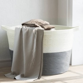 Gray and white cotton laundry basket Ø60x36 cm by , Laundry baskets - Ref: Foro24-358473, Price: 32,00 €, Discount: %