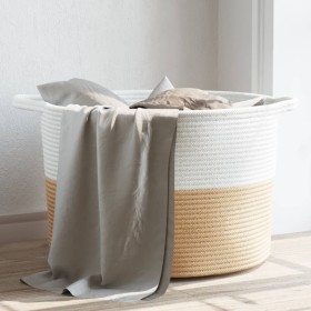 Beige-weißer Wäschekorb aus Baumwolle, Ø55x36 cm von , Wäschekörbe - Ref: Foro24-358471, Preis: 26,52 €, Rabatt: %