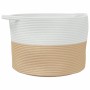 Cesta para ropa sucia algodón beige y blanco Ø55x36 cm de , Cestas para ropa - Ref: Foro24-358471, Precio: 26,49 €, Descuento: %