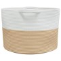 Cesta para ropa sucia algodón beige y blanco Ø55x36 cm de , Cestas para ropa - Ref: Foro24-358471, Precio: 26,49 €, Descuento: %