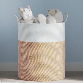 Brown and white cotton storage basket Ø38x46 cm by , Baskets - Ref: Foro24-358484, Price: 27,44 €, Discount: %