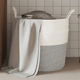 Cesta de almacenaje algodón gris y blanco Ø43x38 cm de , Cestas - Ref: Foro24-358486, Precio: 25,98 €, Descuento: %