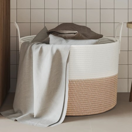 Brown and white cotton storage basket Ø51x33 cm by , Baskets - Ref: Foro24-358492, Price: 39,85 €, Discount: %