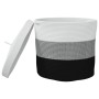 Cesta de almacenaje con tapa algodón blanco y negro Ø40x35 cm de , Cestas - Ref: Foro24-358499, Precio: 33,84 €, Descuento: %