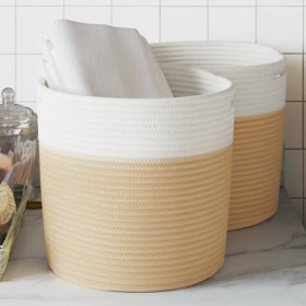 Storage baskets 2 pcs beige and white cotton Ø28x28 cm by , Baskets - Ref: Foro24-358459, Price: 24,37 €, Discount: %