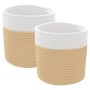 Cestas de almacenaje 2 uds algodón beige y blanco Ø28x28 cm de , Cestas - Ref: Foro24-358459, Precio: 24,37 €, Descuento: %