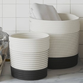 Storage baskets 2 pcs black and white cotton by , Baskets - Ref: Foro24-358478, Price: 24,99 €, Discount: %