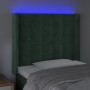 Dark green velvet headboard with LED 83x16x118/128 cm by , Headboards and footboards - Ref: Foro24-3124515, Price: 83,20 €, D...