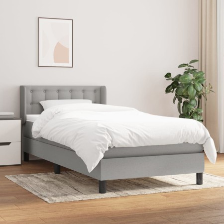 Box spring bed with light gray fabric mattress 80x200 cm by , Beds and slatted bases - Ref: Foro24-3129985, Price: 276,64 €, ...