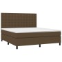 Cama box spring colchón luces LED tela marrón oscuro 160x200cm de , Camas y somieres - Ref: Foro24-3135208, Precio: 592,08 €,...