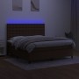 Cama box spring colchón luces LED tela marrón oscuro 160x200cm de , Camas y somieres - Ref: Foro24-3135208, Precio: 592,08 €,...