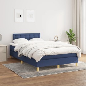 Boxspringbett mit blauer Stoffmatratze 120x200 cm von , Betten und Lattenroste - Ref: Foro24-3140927, Preis: 388,94 €, Rabatt: %