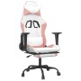 Gaming chair with footrest white and pink synthetic leather by , Gaming chairs - Ref: Foro24-3143662, Price: 138,63 €, Discou...