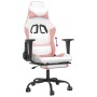 Gaming-Stuhl mit Fußstütze aus weißem und rosa Kunstleder von , Gaming-Stühle - Ref: Foro24-3143662, Preis: 138,63 €, Rabatt: %