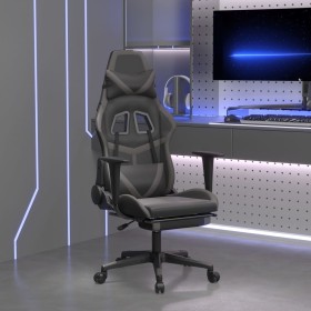 Gaming chair with massage and footrest in black gray synthetic leather by , Gaming chairs - Ref: Foro24-345438, Price: 145,62...